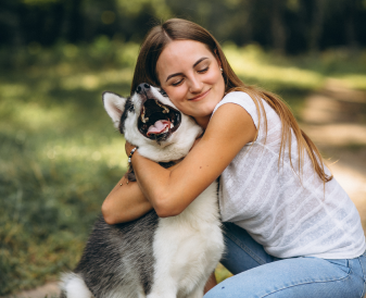 woman with dog
